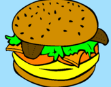 Disegno Hamburger completo  pitturato su valeria
