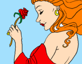 Disegno Principessa con una rosa pitturato su ary