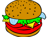 Disegno Hamburger completo  pitturato su RAYANE