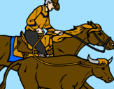 Disegno Cowboy e mucca  pitturato su roberto