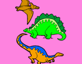 Disegno Tre specie di dinosauri  pitturato su jdsaqiuo6666666deer723jkc