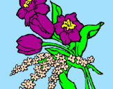 Disegno Mazzo di fiori pitturato su micol