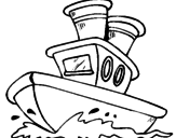 Disegno Barca sul mare  pitturato su elicottero