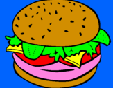 Disegno Hamburger completo  pitturato su Andrea e Benedetta