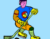 Disegno Giocatore di hockey su ghiaccio pitturato su giulia