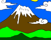 Disegno Monte Fuji pitturato su asia