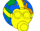Disegno Terra con maschera anti-gas  pitturato su JORGE DAVID
