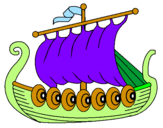 Disegno Barca vikinga  pitturato su punti