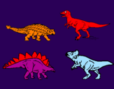 Disegno Dinosauri di terra  pitturato su simone