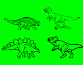 Disegno Dinosauri di terra  pitturato su tommaso