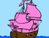Disegno Barca  pitturato su gioele  pastori