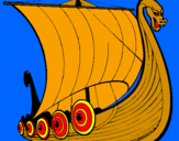 Disegno Barca vikinga pitturato su bisontesimo