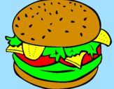 Disegno Hamburger completo  pitturato su Gabriele