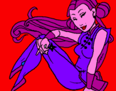 Disegno Principessa ninja  pitturato su GRETA