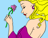 Disegno Principessa con una rosa pitturato su claudia10