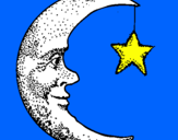 Disegno Luna e stelle  pitturato su beppe