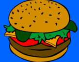 Disegno Hamburger completo  pitturato su Che fame ho Serena