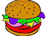 Disegno Hamburger completo  pitturato su andre