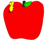 Disegno Vermiciattolo nella frutta  pitturato su Gabriele