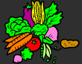 Disegno verdure  pitturato su giulia e alessia