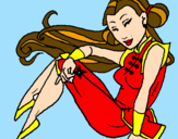 Disegno Principessa ninja  pitturato su ary