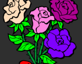 Disegno Mazzo di rose  pitturato su anita