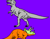 Disegno Triceratops e Tyrannosaurus Rex pitturato su Andrea B.