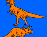 Disegno Triceratops e Tyrannosaurus Rex pitturato su krystian