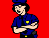 Disegno Poliziotta  pitturato su salvo