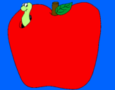 Disegno Vermiciattolo nella frutta  pitturato su melissa