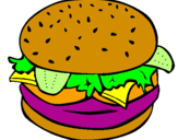 Disegno Hamburger completo  pitturato su Martina