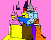 Disegno Castello medievale  pitturato su simone