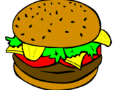 Disegno Hamburger completo  pitturato su carlo