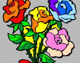 Disegno Mazzo di rose  pitturato su annalisa