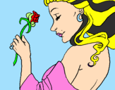 Disegno Principessa con una rosa pitturato su claudio e alysee