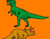 Disegno Triceratops e Tyrannosaurus Rex pitturato su katy