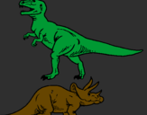 Disegno Triceratops e Tyrannosaurus Rex pitturato su ALESSANDR