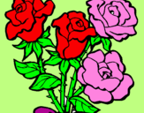 Disegno Mazzo di rose  pitturato su ASIA