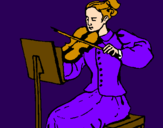 Disegno Dama violinista  pitturato su MARTY 01