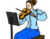Disegno Dama violinista  pitturato su fabio