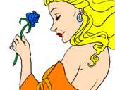 Disegno Principessa con una rosa pitturato su pippa