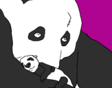 Disegno Orso panda con il suo cucciolo pitturato su Giulia 