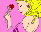 Disegno Principessa con una rosa pitturato su Emily