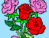 Disegno Mazzo di rose  pitturato su marti