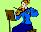 Disegno Dama violinista  pitturato su mery