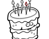 Disegno Torta di compleanno 2 pitturato su elena