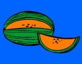 Disegno Melone  pitturato su marco