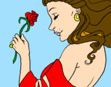 Disegno Principessa con una rosa pitturato su simyangel