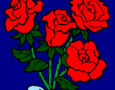 Disegno Mazzo di rose  pitturato su Desi