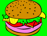 Disegno Hamburger completo  pitturato su marilena